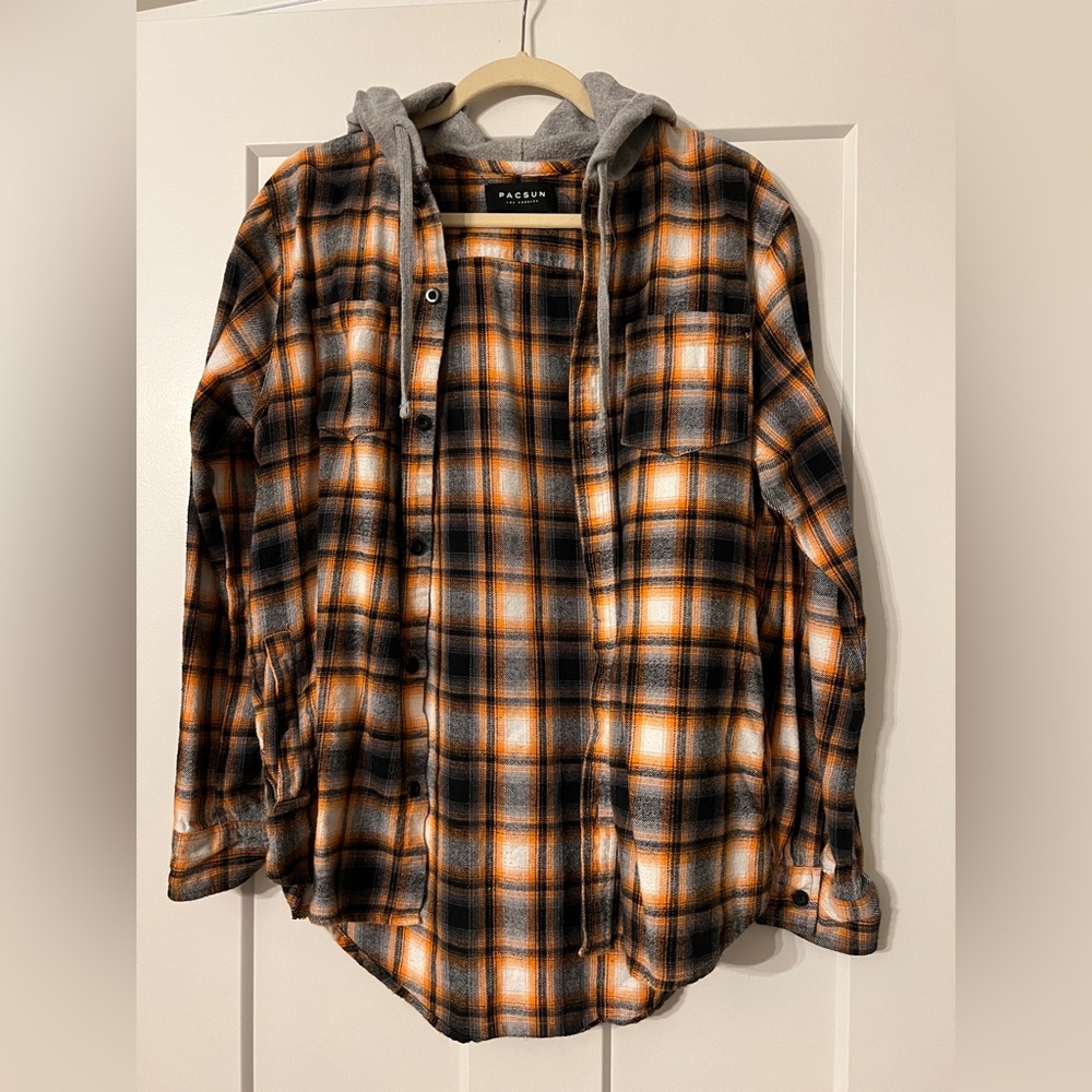 Pacsun plaid hooded button down flannel